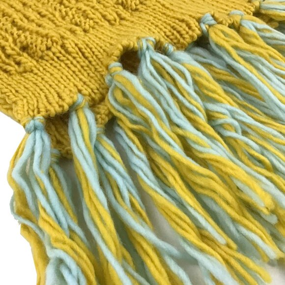 Nordstrom BP. Chunky Knit Long Scarf with Tassel Fringe Red Gold Baby Blue - Picture 2 of 7